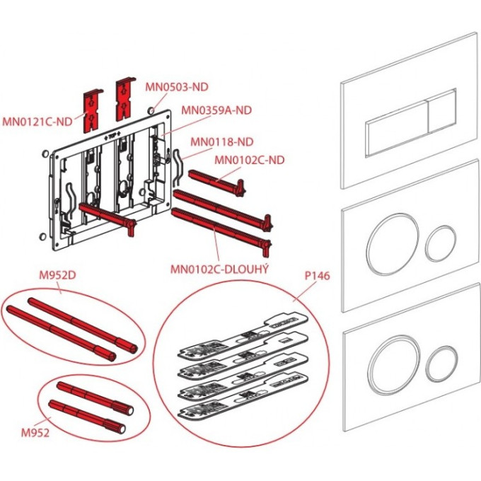 Винт рамы кнопки ALCAPLAST MN0102C-ND